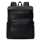 Black leather nappy backpack from Tottie with a black zipper