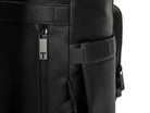 Close-up of the black zipper on a black leather nappy backpack from Tottie
