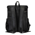 Black leather nappy backpack from Tottie with a black zipper, viewed from the back