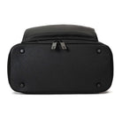 Black leather nappy backpack from Tottie with a black zipper, viewed from the bottom